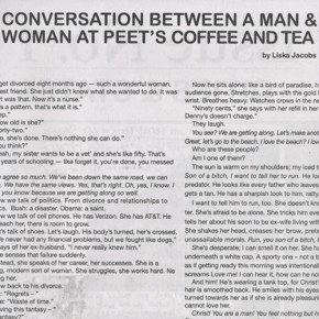 A Conversation Between A Man and Woman at Peet’s Coffee and Tea Liska Jacobs