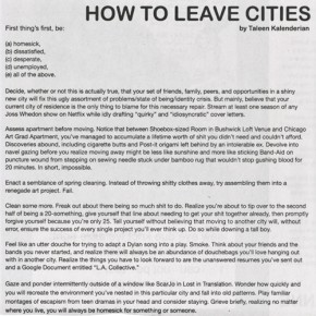 HOW TO LEAVE CITIES Taleen Kali